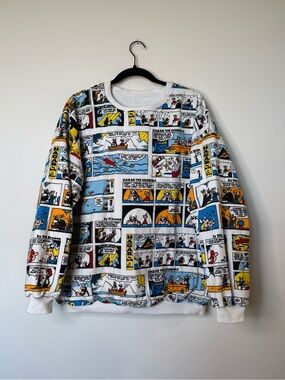 Hagar the Horrible White Comic-Print Crewneck Sweatshirt